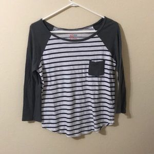Nollie Blue Striped Shirt Grey 3/4 Sleeves Small